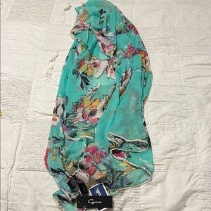Cejon Teal Floral Scarf